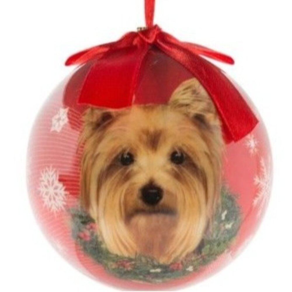 ES Pets Unbreakable Ball Dog Breed Yorkie Christmas Ornament